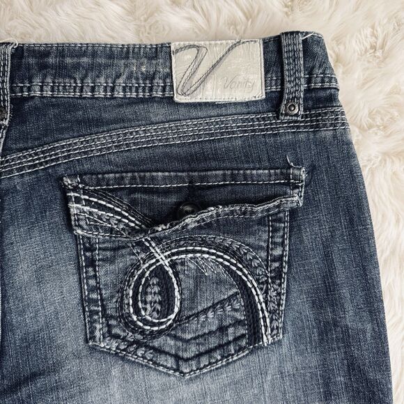 Vanity Dakota Low Rise Flared Jeans 30 (36x31) Hemmed Blue Denim Womens - Picture 5 of 9